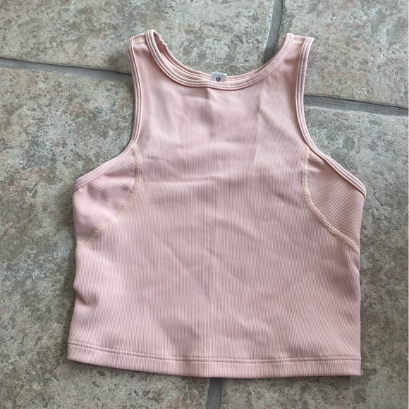 Lululemon Pink Ribbed Cropped Racerback Tank Top Size 2 - Picture 1 of 5